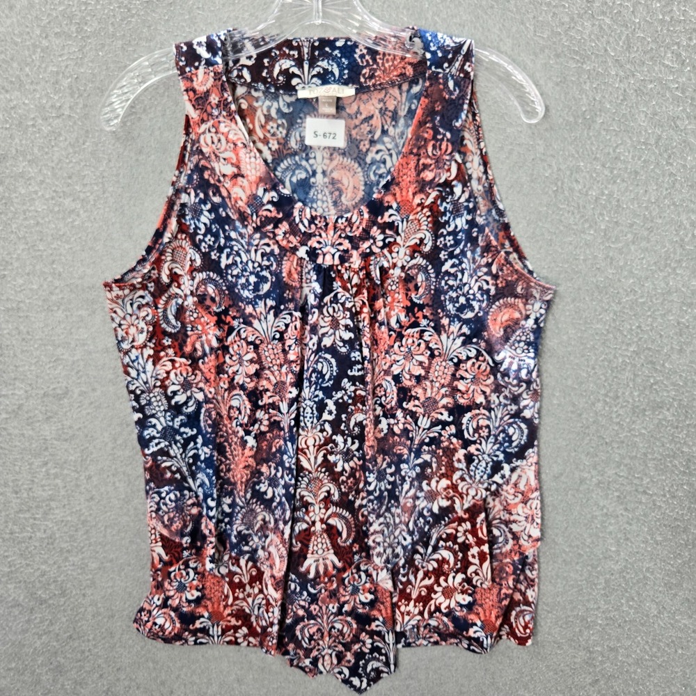 Roz & Ali Women‎ Top Large Petite Floral Blouse Sleeveless Scoop Neck Pullover